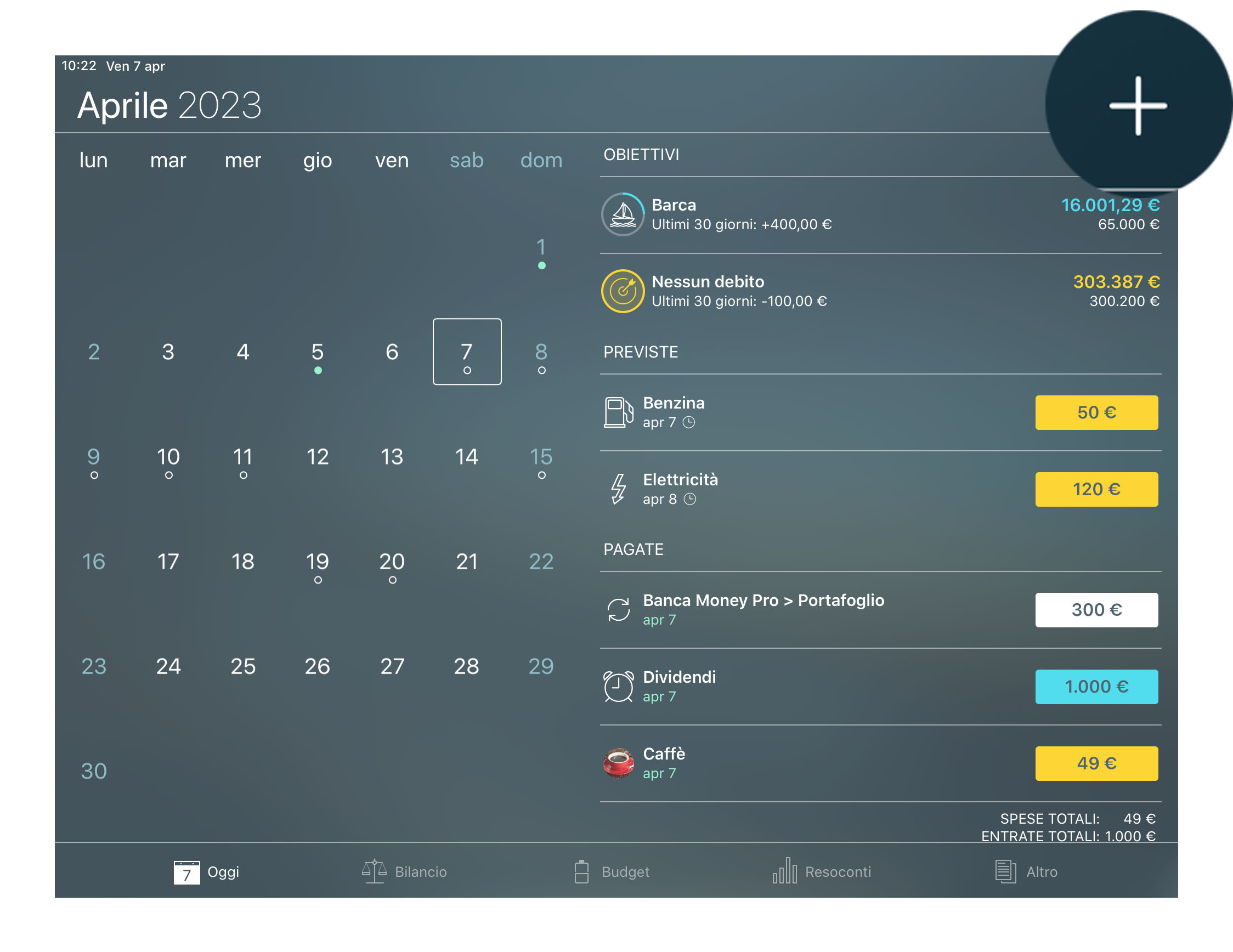 Money Tracker - Creazione di una transazione - iPad