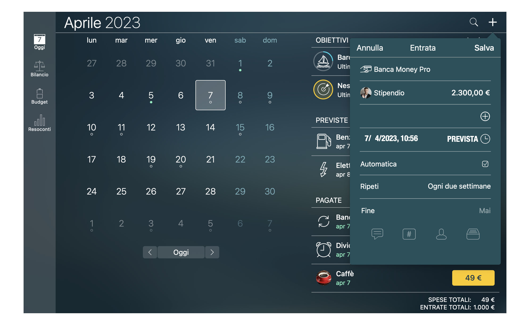 Money Tracker - Addebiti pianificati e ricorrenti - Mac